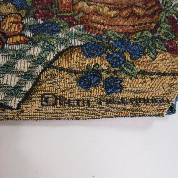 Birds & Birdhouse themed tapestry table runner Floral Spring Plaid - Picture 10 of 16